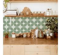 Dalle Pvc Adhesive Murale 20X20 Géométrie Verte Stickers Cuisine Stickers Muraux Cuisine Carrelage Adhesif Mural Stickers Salle de Bain Dalle Pvc Adhesive Murale （10 Pièces）