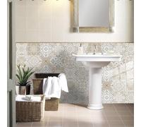 Dalle Pvc Adhesive Murale 20X20 Gris Beige Stickers Cuisine Stickers Muraux Cuisine Carrelage Adhesif Mural Stickers Salle de Bain Dalle Pvc Adhesive Murale （10 Pièces）