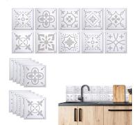 Dalle Pvc Adhesive Murale, Protege Mur Cuisine, Imperméable Et Résistant à L'Huile Stickers Muraux Cuisine, Lambris Pvc Mural Convient pour Les Cuisines, Les Salles De Bains, 15 X 15 Cm, 10 Pièces