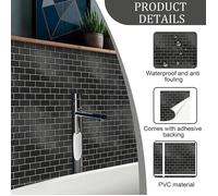 Dalle pvc Adhesive sol 30 Pcs - Carrelage Adhesif Mural Cuisine Salle de Bain étoiles Brique Noire 15 Cm STICKERS