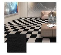 Dalles de moquette autocollantes, Carrelage de sol auto-adhésif antidérapant, multicolore, 1x1 cm, 9/12/15 pièces, for la maison(12 * 12in Black)