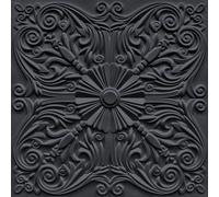Dalles de plafond de 24x24 pouces, 12 pièces, motif floral espagnol, couleur noire