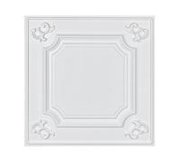 Dalles de Plafond PVC Carreaux de plafond suspendu | Panneaux de lambris 24x24 pouces, paquet de 12 à coller(White)