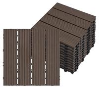 Dalles de sol clipsables - Dalles en PVC pour terrasse - 22 pièces - 30 x 30 cm - Système de drainage - Étanche - Antidérapant - Marron café
