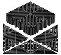VEVOR Dalles de Sol Clipsables pour Garage, Lot de 12, Tapis de Drainage Modulaire en PP, Système d'Emboîtement Antidérapant, pour Terrasse, Jardin, Balcon, Piscine, Spa, Sous-sol, 310x310 mm, Noir