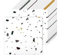 Dalles de sol en PVC, lot de 40, 30 x 30 cm, sol en vinyle autocollant, ensemble de dalles en PVC pour cuisine, salon et salle de bains - Points colorés sur fond blanc