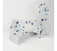 Dalles de sol en vinyle, effet terrazzo, 10x30 cm, blanc, gris, bleu