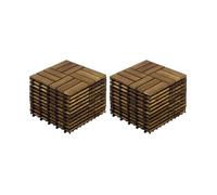 Dalles de sol extérieur en bois d’acacia 22 pcs, caillebotis clipsables terrasse, balcon, patio, bord de piscine