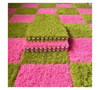 Dalles de Tapis emboîtables en Mousse pelucheuse, 50 pièces, 30 x 30 cm, | Dalles de sol en mousse douce et moelleuse à emboîter, 50 pièces carrées de 12 x 12 pouces rouges et vertes, idéales pour la