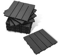 Dalles de terrasse 30x30 cm, 55 pièces, 5 m², en WPC, pour balcon ou terrasse, montage rapide, couleur gris foncé