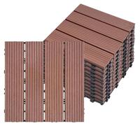 Dalles de terrasse à encastrer - Revêtements de sol en PVC - 22 pièces - 30 x 30 cm - Drainage - Étanche - Antidérapant - Marron