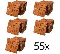 CASARIA® 55x Dalles bois clipsables 30x30cm bois d'acacia certifié FSC® dalle bois terrasse extérieur antidérapant sol balcon jardin caillebotis résistant UV intempéries mosaïque