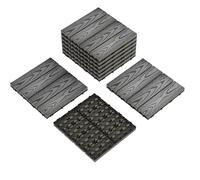 Dalles de terrasse clipsables en composite imitation bois,30 * 30cm Étanches et antidérapantes Idéal étenduérieur/intérieur Pour balcon, jardin, piscine, patio (Gris, Lot de 9)