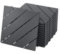Dalles de terrasse clipsables - Modèle B - 11 pièces - 30 x 30 cm - 1 m² - Antidérapantes - Polyéthylène (PE) - Anthracite