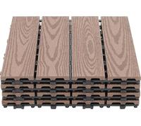 Dalles de terrasse en WPC - Dalles à clipser - 30 x 30 cm - Épaisseur 20 mm - Lot de 22 - Marron café