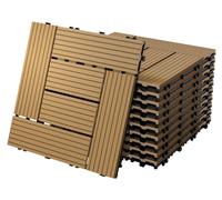 Dalles de terrasse en WPC, dimensions 30x30 cm, 33 pièces, surface de 3 m², finition teck