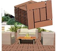 Dalles de terrasse Izrielar WPC, 30 x 30 cm, lot économique de 33 pièces pour 3 m², aspect bois brun, pour revêtement de sol de jardin ou balcon, avec drainage et système d'encliquetage