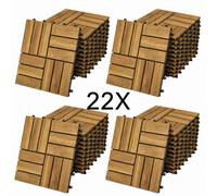 Dalles de Terrasse Lot de 22 - 30 x30 x 2.4 cm, Clipsables en Bois D'acacia, Découpable, Anti-moisissure - Jaune