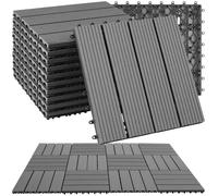 Dalles de terrasse - TECTAKE - Lot de 11 dalles de terrasse TEGULAS en WPC aspect bois, 31 x 31 x 2,2 cm - Gris