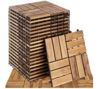 Dalles de terrasse - TECTAKE - Lot de 20 dalles de terrasse TABULA en bois 12 lames, 31 x 31 x 2,2 cm - Marron