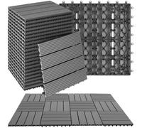 Dalles de terrasse - TECTAKE - Lot de 22 dalles de terrasse TEGULAS en WPC aspect bois, 31 x 31 x 2,2 cm - Marron