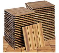 Dalles de terrasse - TECTAKE - Lot de 40 dalles de terrasse TABULA à 4 lames, clipsables en bois d'acacia 31 x 31 x 2,2 cm - Marron