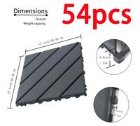 Dalles en plastique pour l'extérieur, dalles clipsables, dalles pour terrasse, dalles de sol, dalles pour jardin, 54 pièces, gris