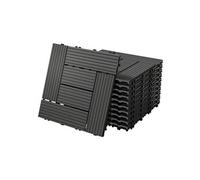 ECD Germany Dalles Terrasse Clipsables WPC 30x30 cm/22 pièces=2m² Anthracite Mosaïque Aspect Bois Carreaux avec Système à Clic et Drainage Revêtement de Sol Carrelage Lames Patio Jardin Extérieur
