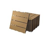 ECD Germany Dalles Terrasse Clipsables WPC 30x30 cm/55 pièces=5m² Teck Strié Aspect Bois Carreaux avec Système à Clic et Drainage Revêtement de Sol Carrelage Lames Patio Jardin Piscine Extérieur