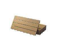 ECD Germany Dalles Terrasse Clipsables WPC 60x30 cm/12 pièces=2m² Teck Strié Aspect Bois Panneaux avec Système à Clic et Drainage Revêtement de Sol Carrelage Lames Patio Jardin Extérieur