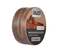 Dalsys 15m Plinthe souple autoadhésive châtaignier, profilé finition PVC pour joints