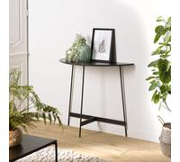 Daly - console demi-lune en bois noire 83x35cm piètement métal