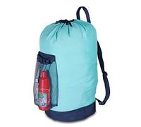 Dalykate Sac à dos à linge avec bretelles et poche en maille - Sac à dos en nylon durable avec cordon de serrage pour l'université, les voyages, la buanderie, l'appartement