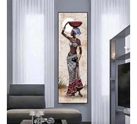 DAMAIART Peinture sur toile représentant des femmes noires africaines, affiches et impressions, portrait de fille, images pour décoration de salon, 35 x 100 cm, sans cadre