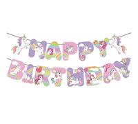 Damaiyyy Banderole Joyeux Anniversaire,Licorne Guirlande Happy Birthday Kit de Bannière d'anniversaire Happy Birthday Banner pour Filles Garçons Adultes, Décorations de Fête d'Anniversaires Party