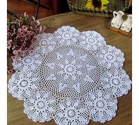 Damanni Nappe en Coton Fait Main en Crochet et Dentelle Rond 61 à 78,7 cm Jardin 27 inch Blanc