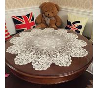 Damanni Nappe en Coton Fait Main en Crochet et Dentelle Rond 61 à 78,7 cm Jardin 31 inch Beige