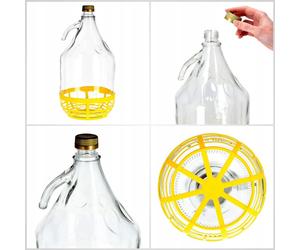 Dame-Jeanne Ballon de fermentation - Bouteille de fermentation - Lot de 6 - 5 l par bouteille - Avec panier - Avec bouchon - Conforme FCM