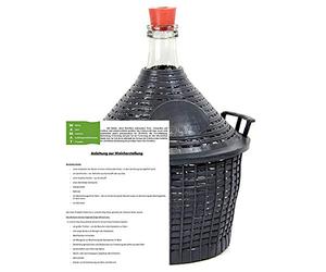 Dame-jeanne en verre pour vin avec corbeille en plastique et bouchon en caoutchouc 15 l