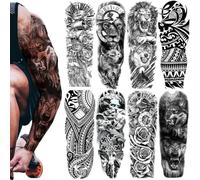 Damen Herren Klebetattoos,Tattoos Stickers Waterproof | kit d'autocollants de tatouage temporaire,style Old School, tatouages réalistes à manches,Und Blumentattoos Pour Pieds