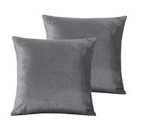 Damier Lot de 2 taies d'oreiller 80 x 80 cm - Gris - Hiver - Doux et Chaud - Toucher Cachemire - Double pack