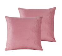 Damier Lot de 2 Taies d'oreiller 80x80 cm Rose Hiver Chaud en Peluche Doux et Souple Toucher Cachemire Pack de 2