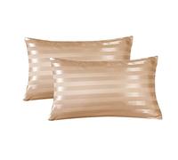 Damier Lot de 2 taies d'oreiller en satin - 40 x 80 cm - Beige - Lisse et brillant - Qualité supérieure - Doux pour les cheveux et la peau
