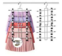 DAMITA Cintre Pantalon & Jupe à Pinces Gain de Place 6 Niveaux, Cintre Pince Pivotant 360°, Conception sans Danger pour Les Doigts - Rangement Dressing, Appartement, Dortoir 1-Pack
