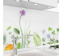 danario Crédence Adhésive pour Cuisine I Panneau mural décoratif autocollant | Protège mur cuisine | Décoration aspect mat | 0,40 mm | Fleurs & Herbes - 60 cm x 280 cm