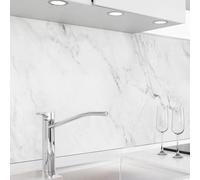 danario Crédence Adhésive pour Cuisine I Panneau mural décoratif autocollant | Protège mur cuisine | Décoration aspect mat | 0,40 mm | Blanc marbré - 60 cm x 500 cm