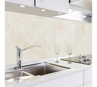 danario Crédence Adhésive pour Cuisine I Panneau Mural décoratif Autocollant | Protège Mur Cuisine | Décoration Aspect Verre | 0,80 mm | Beige marbré - 60cm x 280cm
