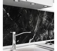 danario Crédence Adhésive pour Cuisine I Panneau mural décoratif autocollant | Protège mur cuisine | Décoration aspect mat | 0,40 mm | Noir marbré - 60 cm x 220 cm