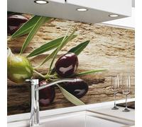 danario Crédence Adhésive pour Cuisine I Panneau mural décoratif autocollant | Protège mur cuisine | Décoration aspect mat | 0,40 mm | Olives - 80 cm x 80 cm