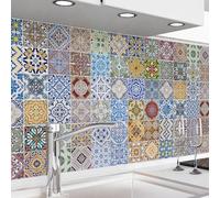 danario Crédence Adhésive pour Cuisine I Panneau mural décoratif autocollant | Protège mur cuisine | Décoration aspect mat | 0,40 mm | Carreaux colorés - 60 cm x 220 cm